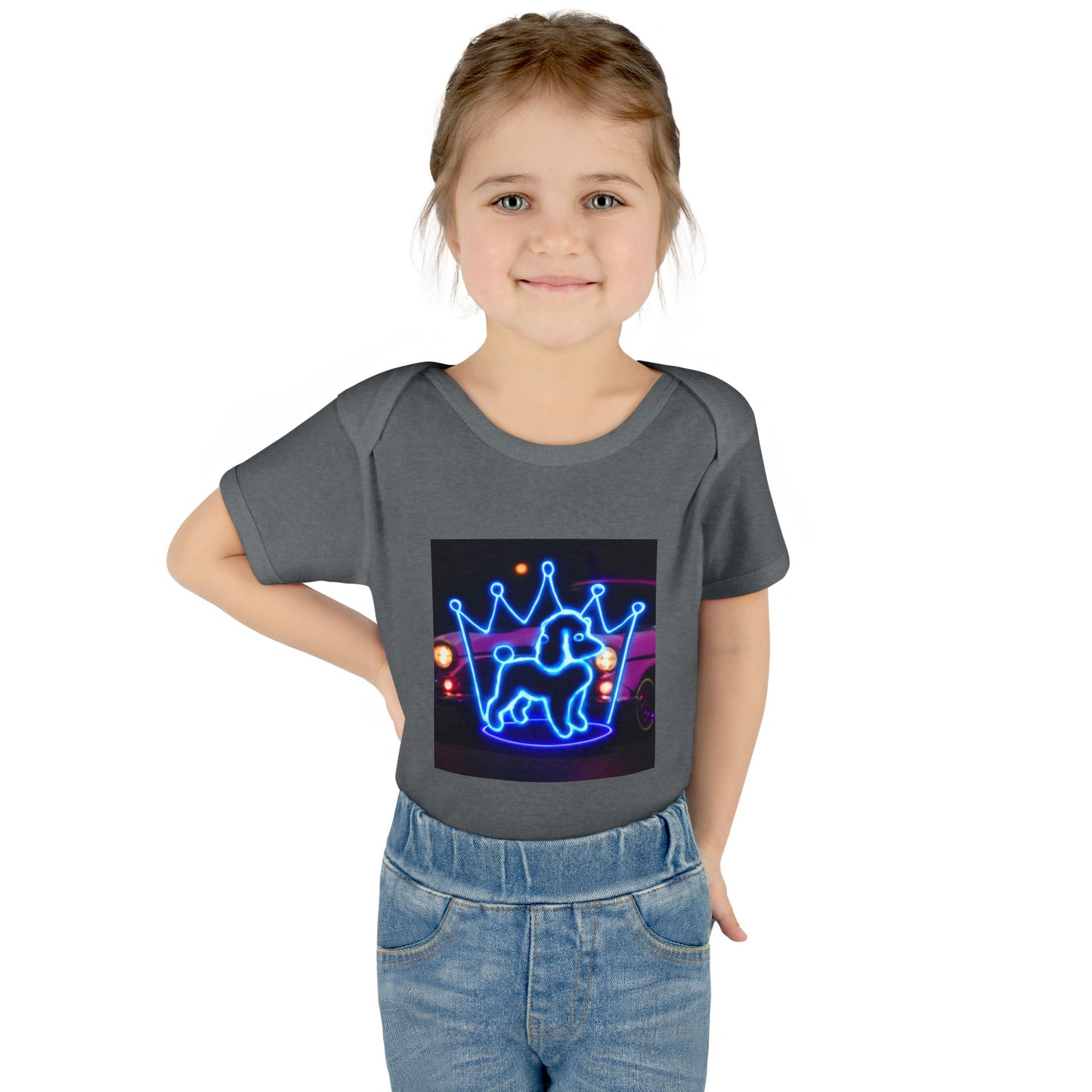 Neon Dog Crown Baby Bodysuit, Cute Infant Outfit, Baby Shower Gift, Newborn Clothes, Pet Lover Apparel, Birthday Gift for Baby