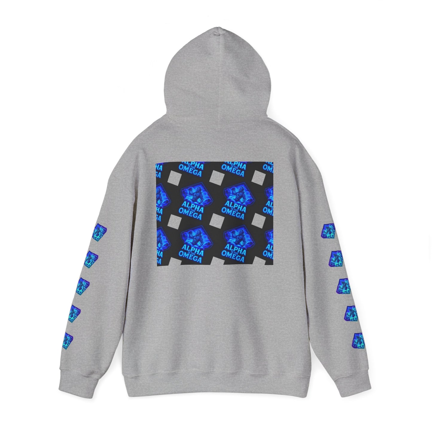 Alpha is the Omega Graphic Hoodie — Blue Retro Logo Pullover