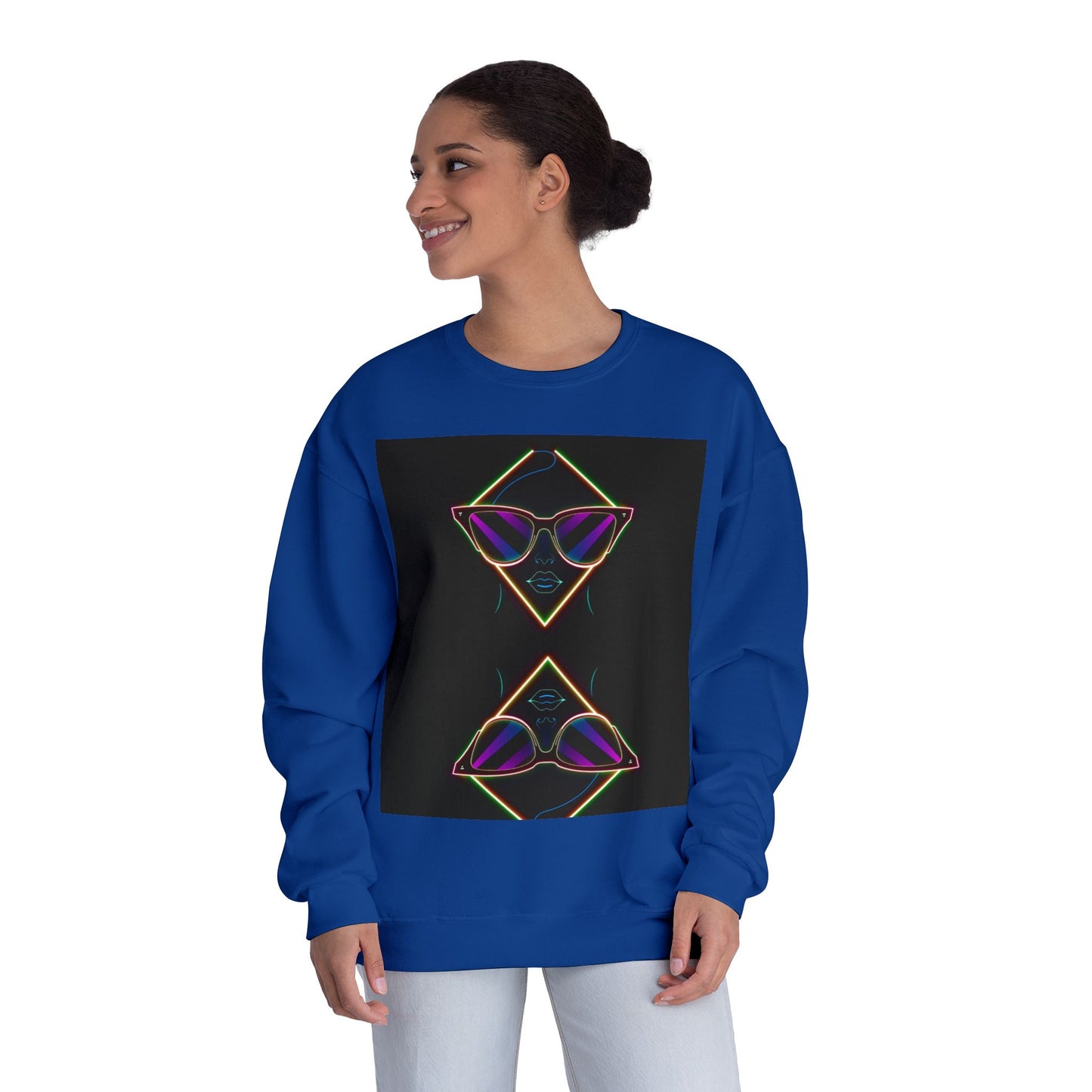 Retro Vibes Crewneck Sweatshirt with Sunglasses Design