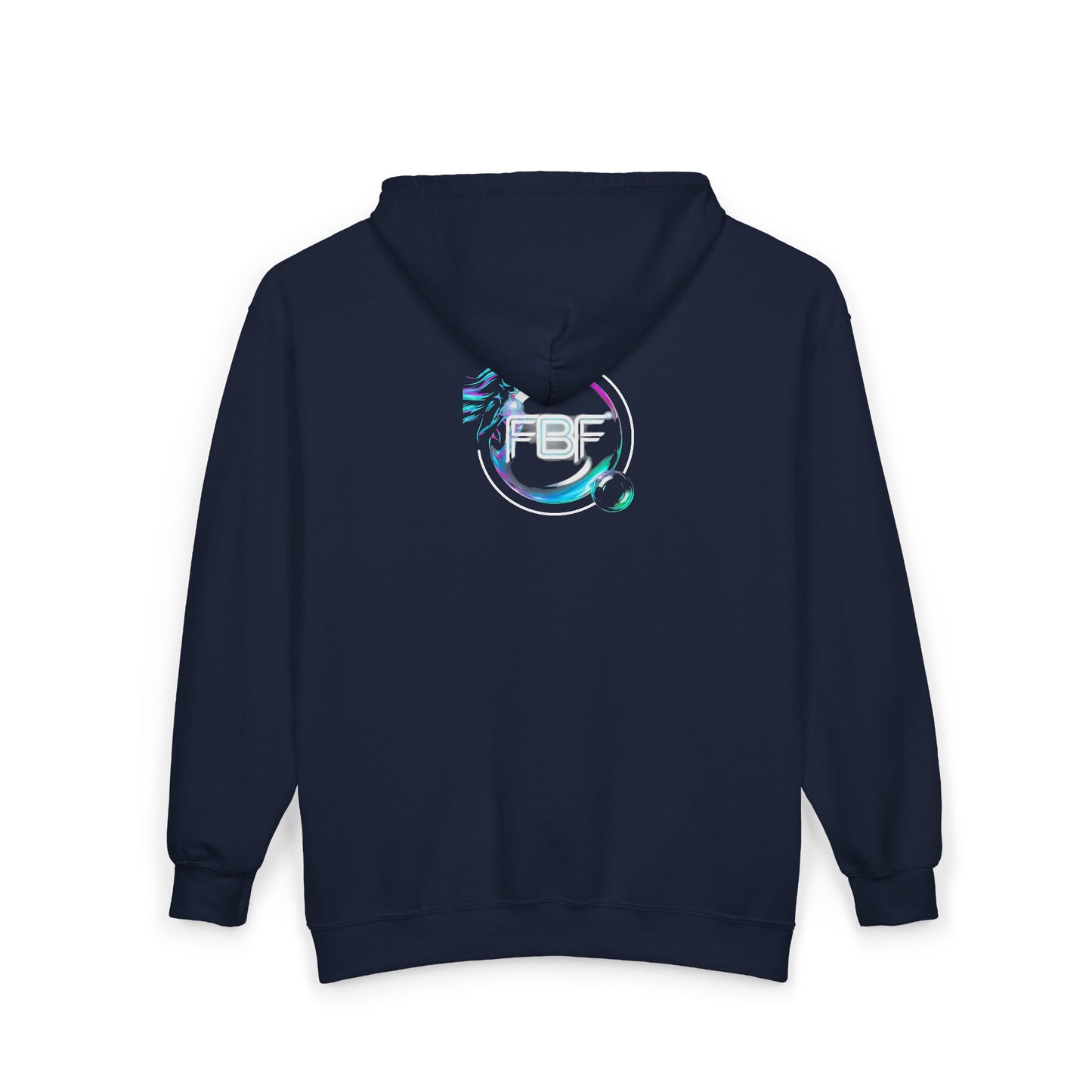 Retro Cyberpunk Zip Hoodie – Neon King Crest & PBF Logo