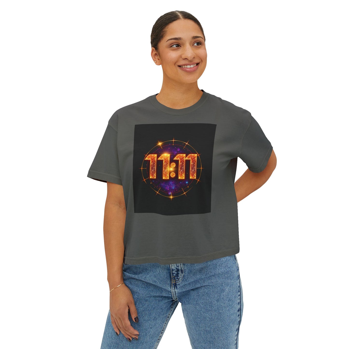 Cosmic 11:11 Women's Boxy Tee - Spiritual Vibes, Astrology Gift, Trendy Summer Tee, Comfortable Everyday Wear