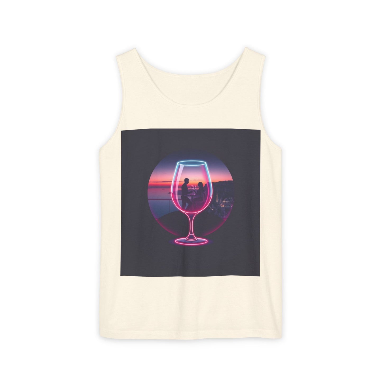 Sunset Vibes Tank Top, Casual Summer Wear, Beach Apparel, Wine Lover Gift, Travel Fashion