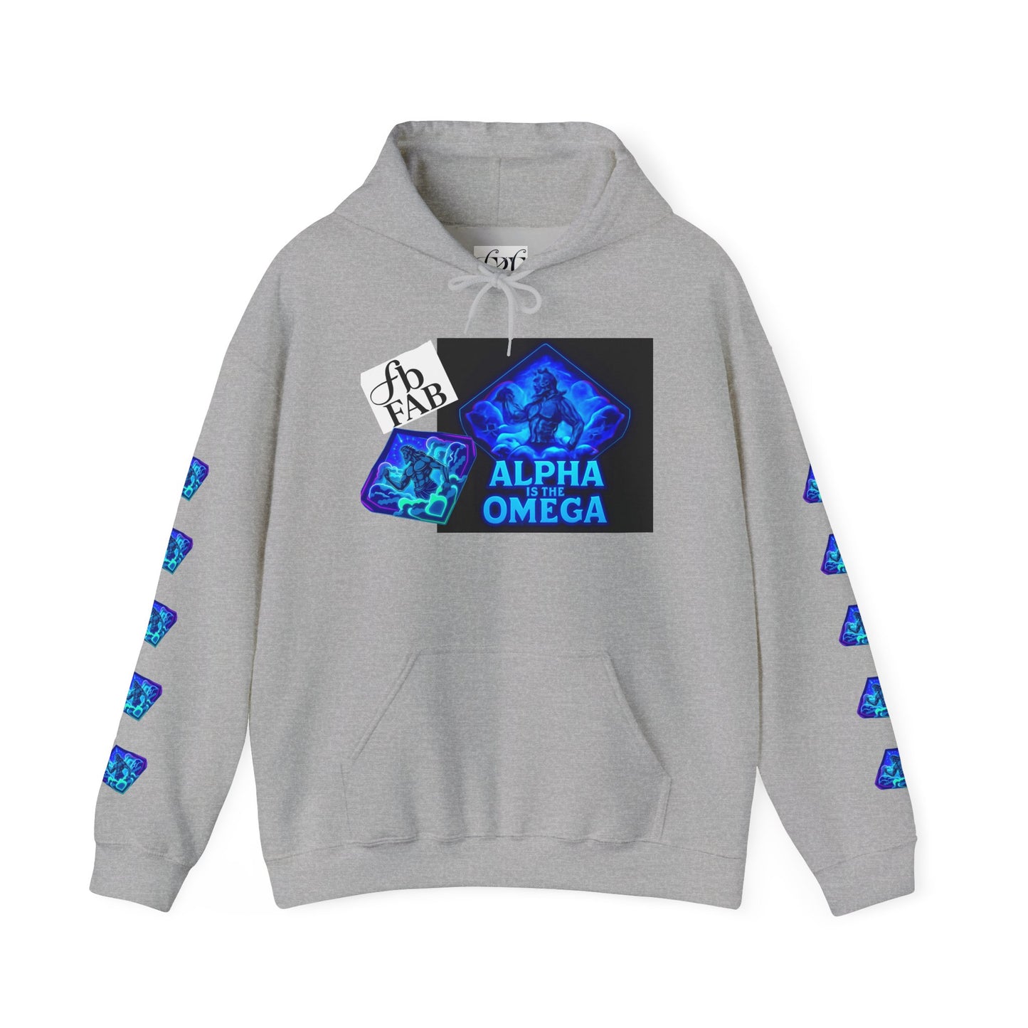 Alpha is the Omega Graphic Hoodie — Blue Retro Logo Pullover