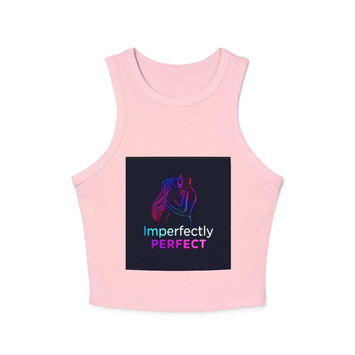 Imperfectly Perfect Racer Tank Top - Inspirational Women's Crop Top, Summer Outfit, Gift for Friends, Casual Wear, Faith Based Apparel