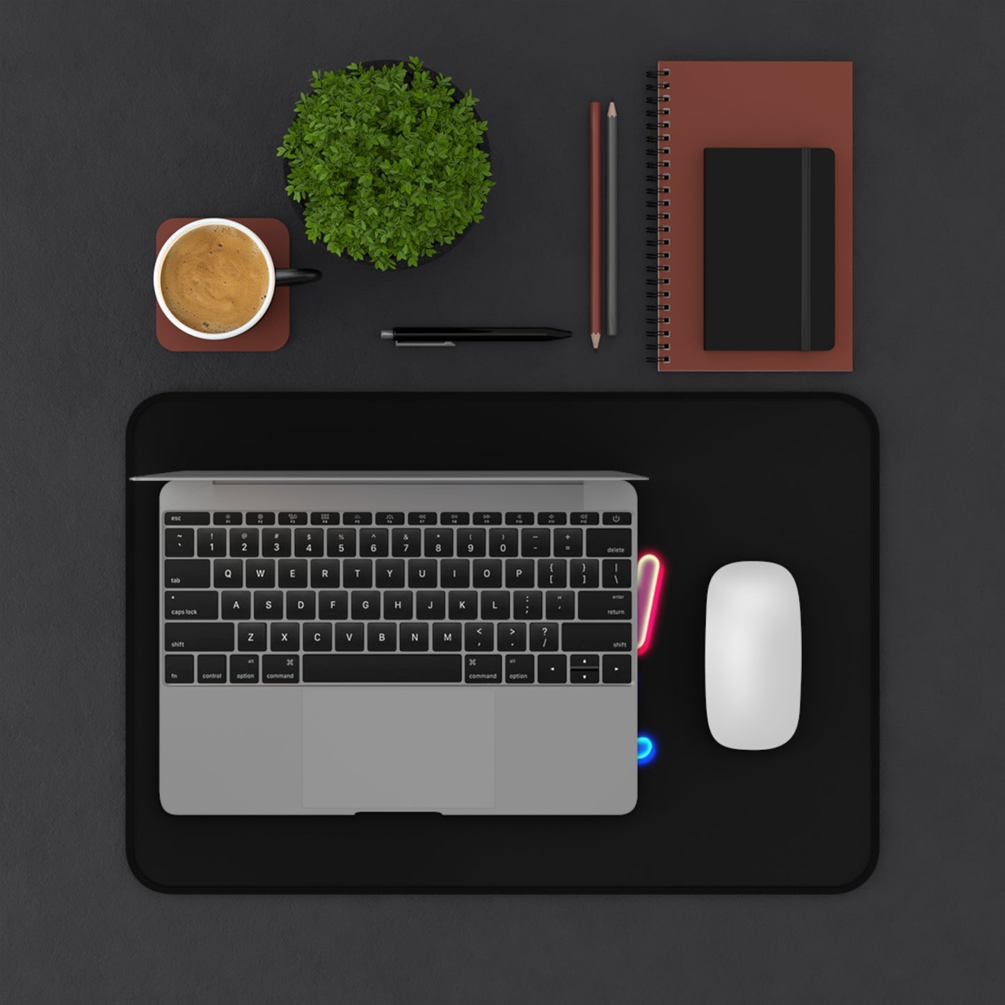 Neon 'Faith by Fall' Desk Mat - Stylish Desk Accessory for Motivational Workspace