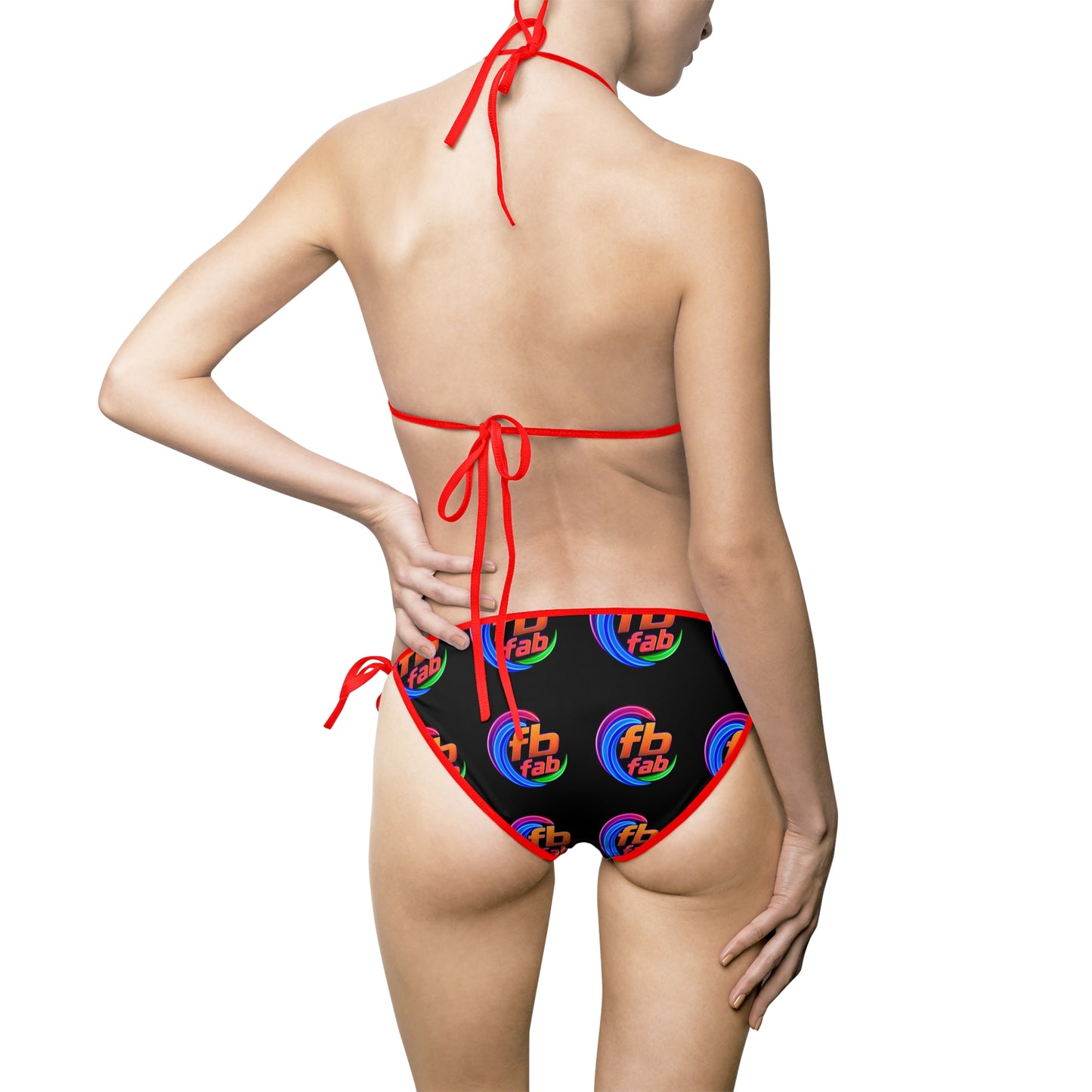 Rainbow "fb fab" Logo Bikini — Women's Tie-Side Two-Piece Swimsuit