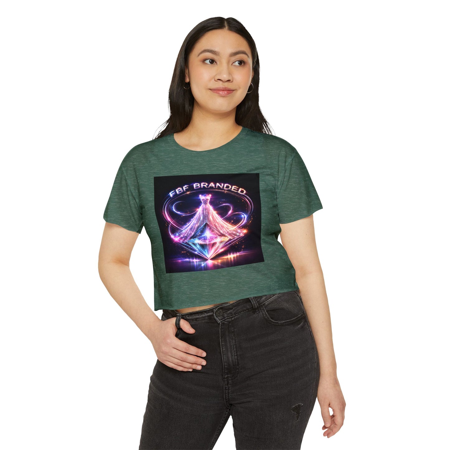 Festival Glow Crop Top — Neon 'FBF Branded' Rave Graphic