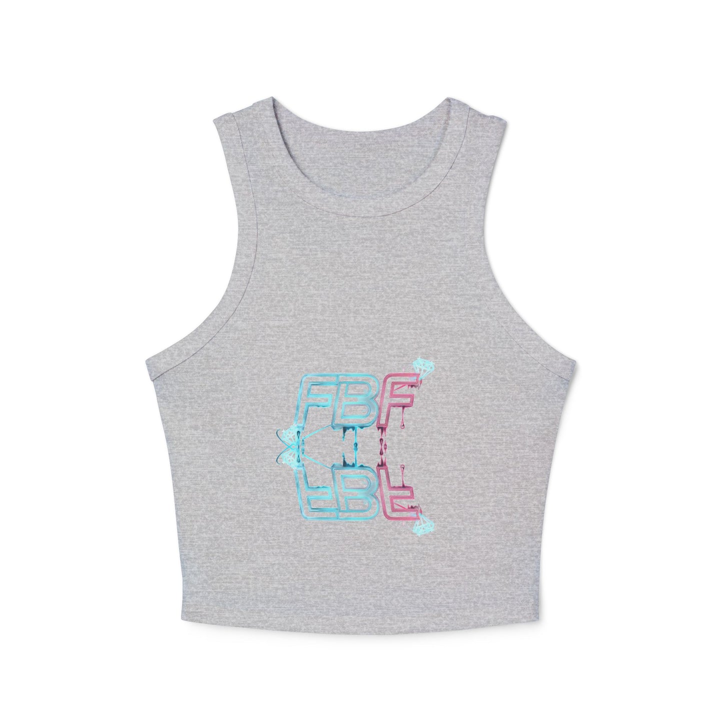 Racer Tank Top — Pastel Drip 'FBF' Bubble Graphic