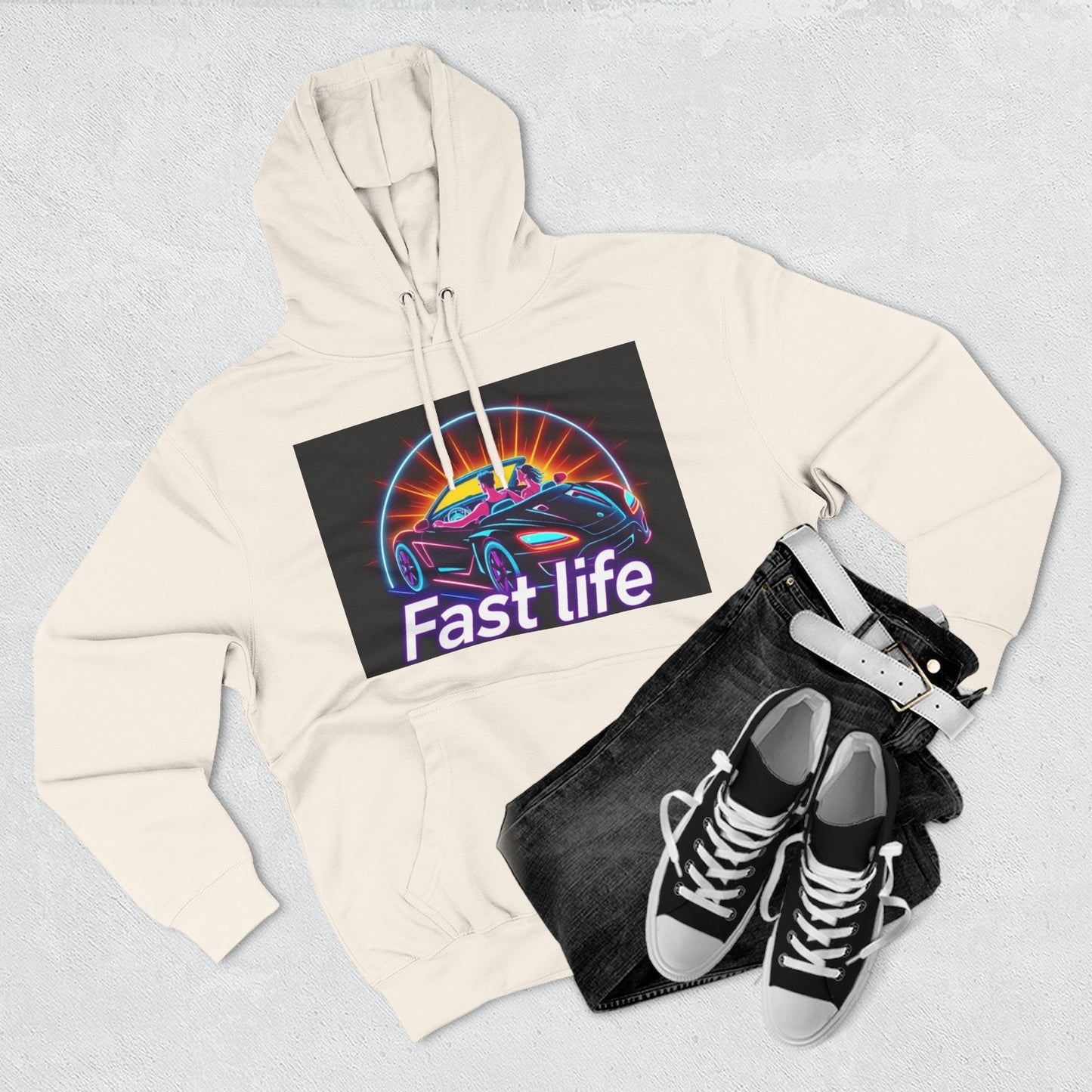 Fast Life Fleece Hoodie for Car Enthusiasts