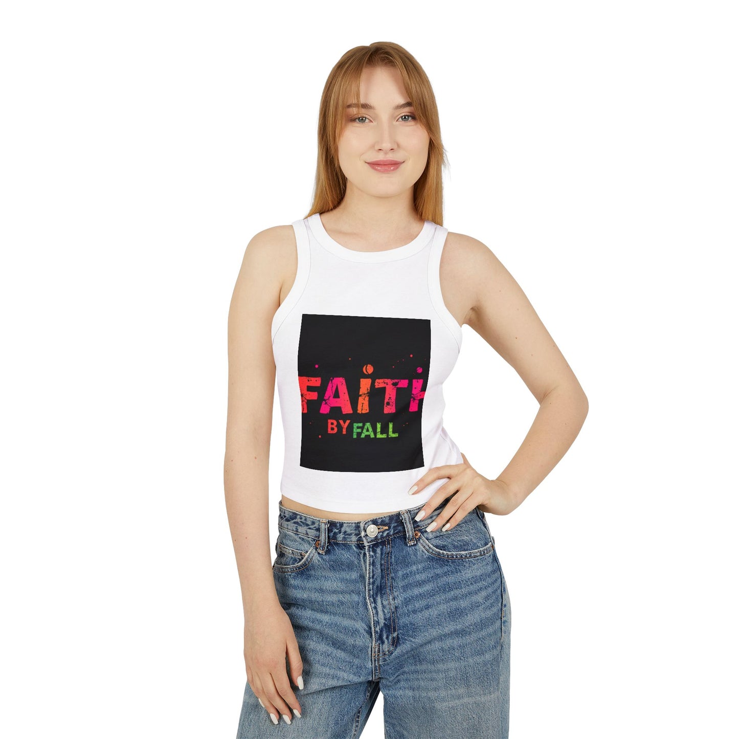 Women's Micro Rib Racer Tank Top - Faith by Fall Design, Casual Summer Wear, Fitness Top, Gift for Her, Trendy Fashion