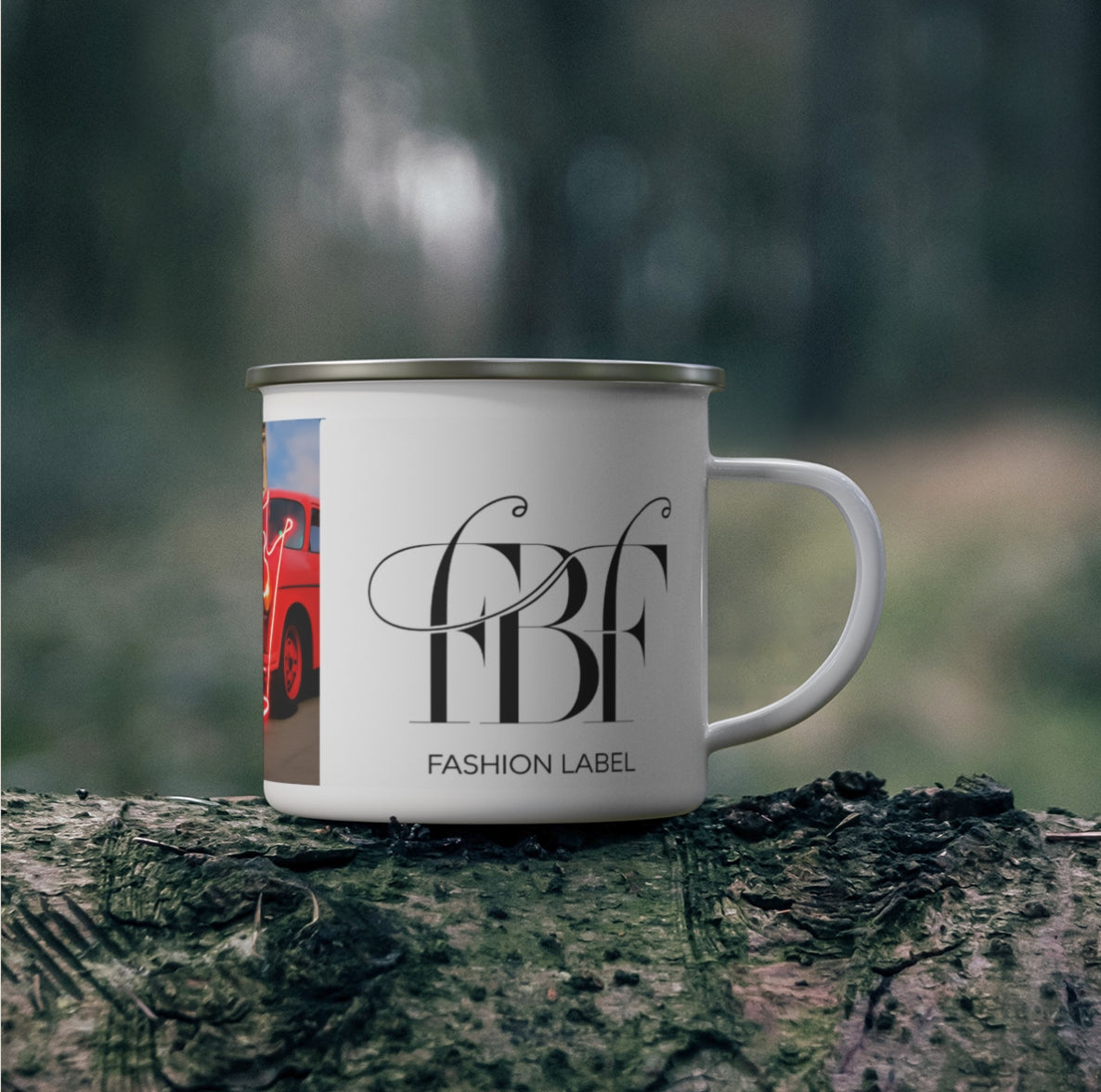 Retro Dog and Car Enamel Camping Mug | Unique Gift for Pet Lovers, Camping Gear, Nostalgic Decor, Outdoor Adventures