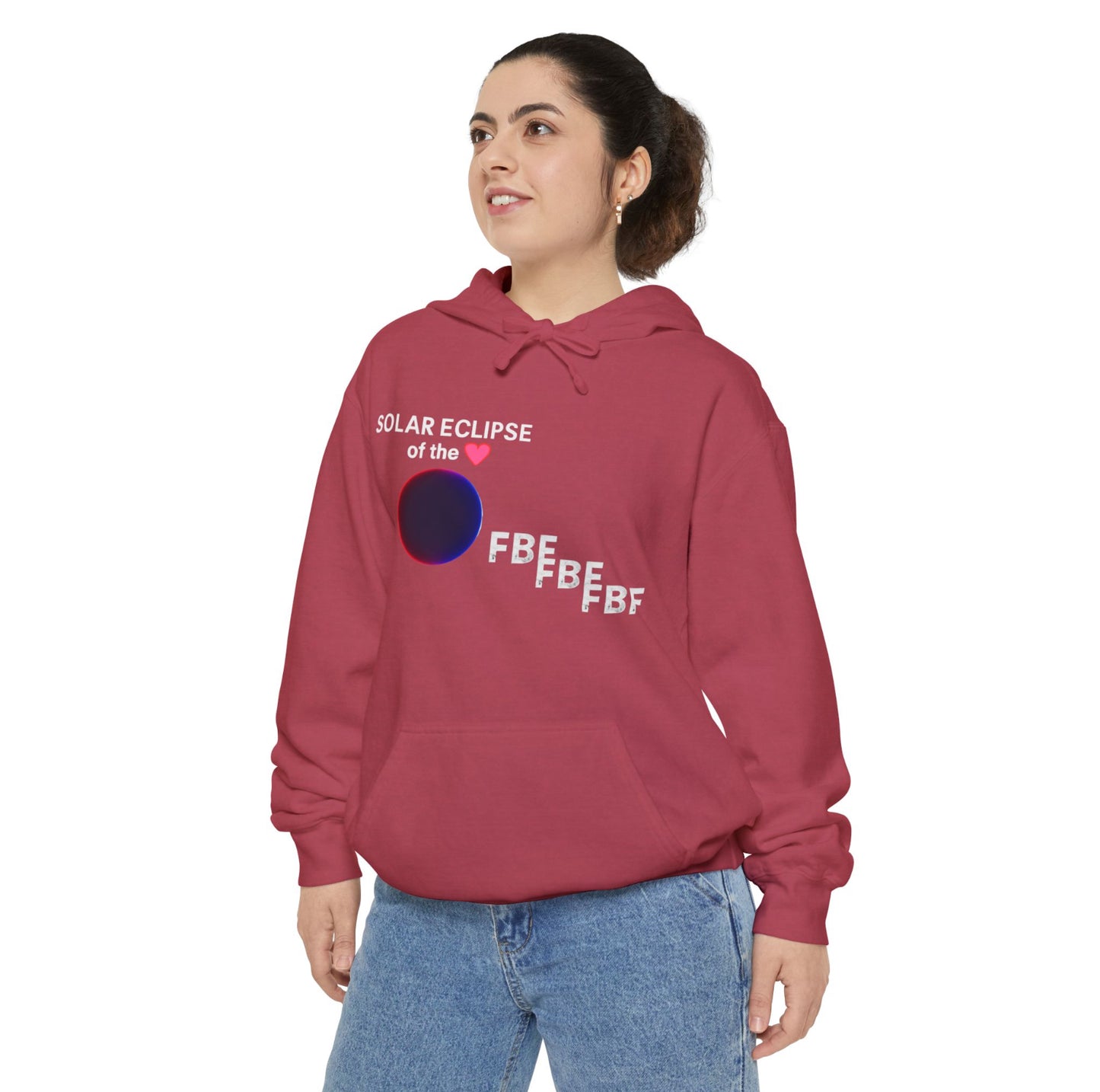Unisex Garment-Dyed Hoodie with 'FBF' Design | Cozy Sweatshirt for Everyday Wear, Unique Gift for Friends, Stylish Casual Wear in Crimson