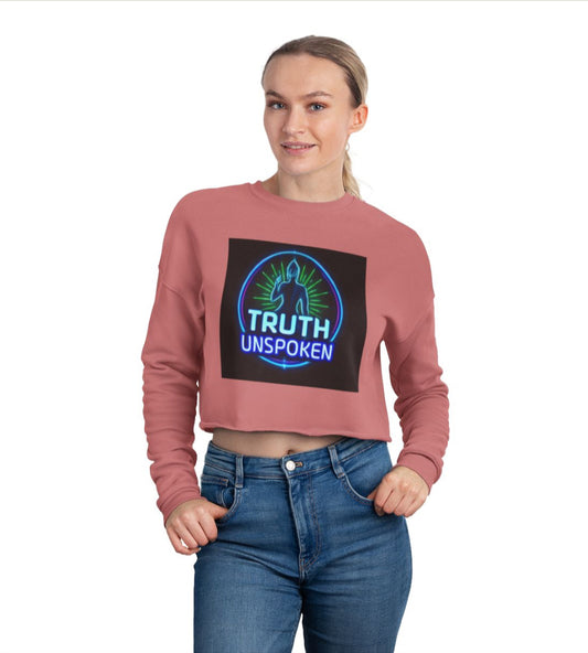 Cropped Sweatshirt with 'Truth Unspoken' and 'Iconic' Design, Trendy Women's Apparel, Gift for Fashion Lovers, Casual Style, Perfect [...]