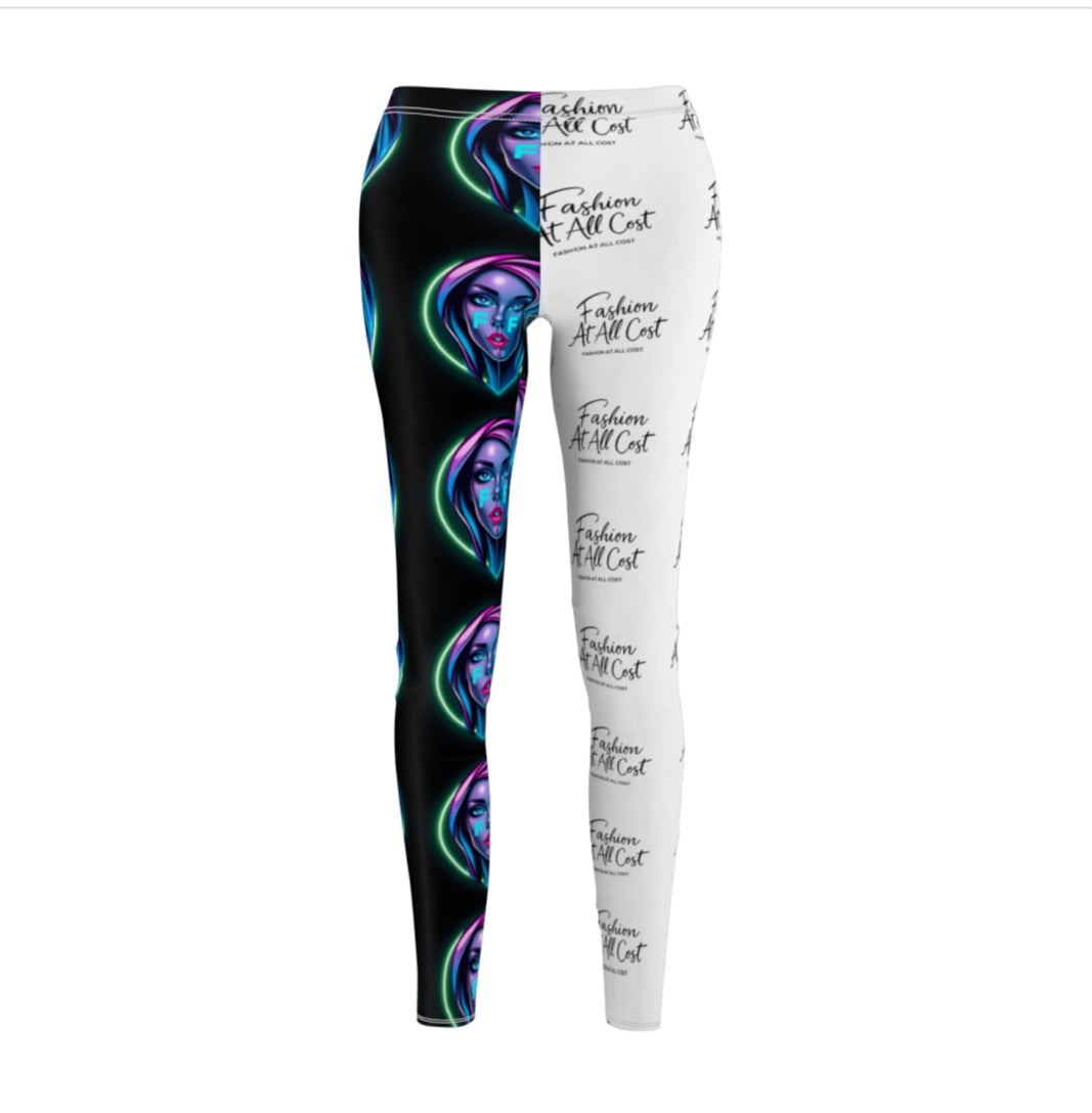 Trendy Women's Cut & Sew Leggings, Artistic Fashion Leggings, AOP Leggings, Unique Design Activewear, Stylish Comfort Pants