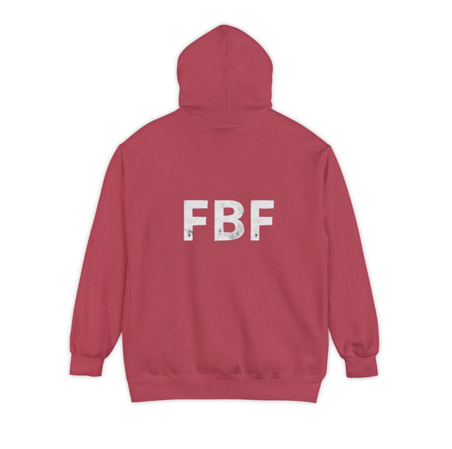 Unisex Garment-Dyed Hoodie with 'FBF' Design | Cozy Sweatshirt for Everyday Wear, Unique Gift for Friends, Stylish Casual Wear in Crimson