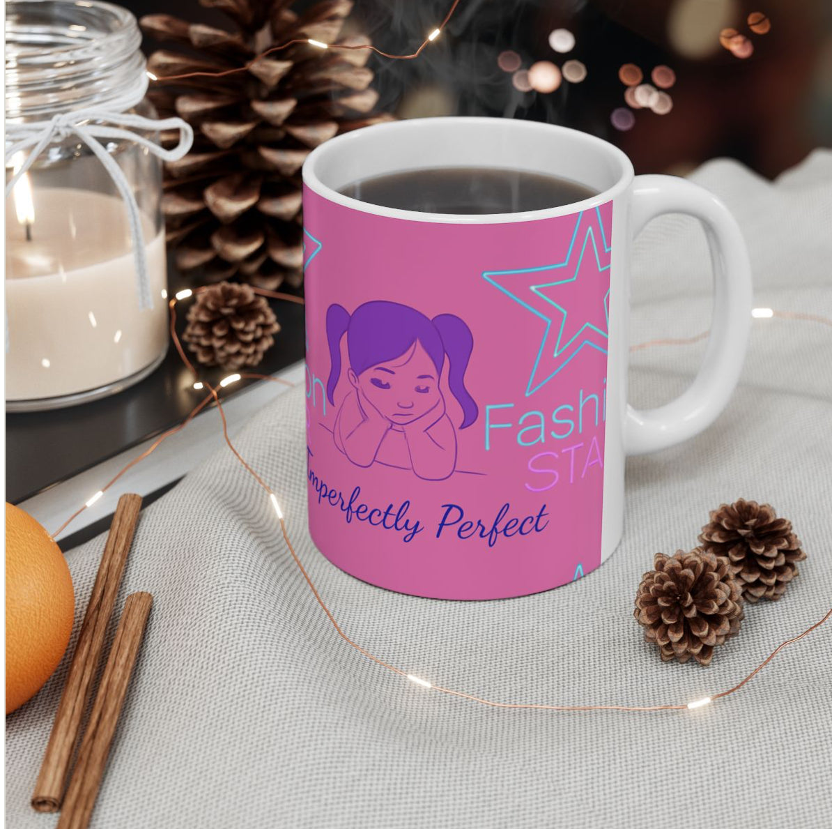 Fashion Star Ceramic Mug - Perfect Gift for Fashion Lovers, Inspirational Coffee Mug, Birthday Present, Cute Kitchen Decor, Self-Love Mug