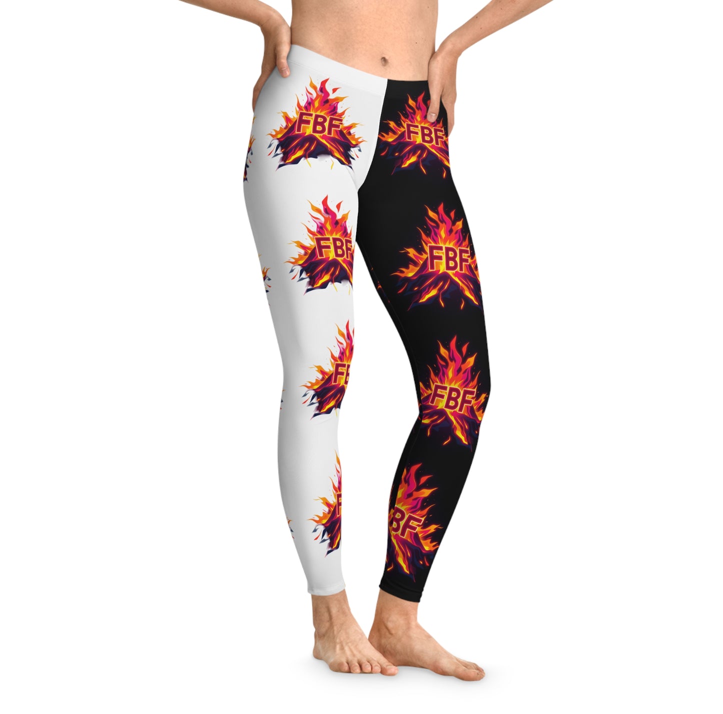 Vibrant Fire Print Leggings, AOP Yoga Pants, Festival Fashion, Bohemian Activewear, Comfortable Workout Gear, Gifts for Her