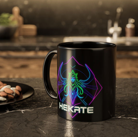 Colorful Hekate Mug for Witchy Vibes, Unique Witchcraft Gift, Home Decor for Magick Lovers, Coffee & Tea Mug, Neon Goddess Cup