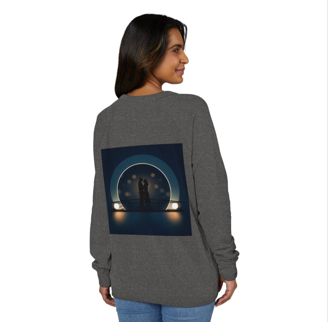 Romantic Graphic Raglan Crewneck Sweatshirt- Heather Grey