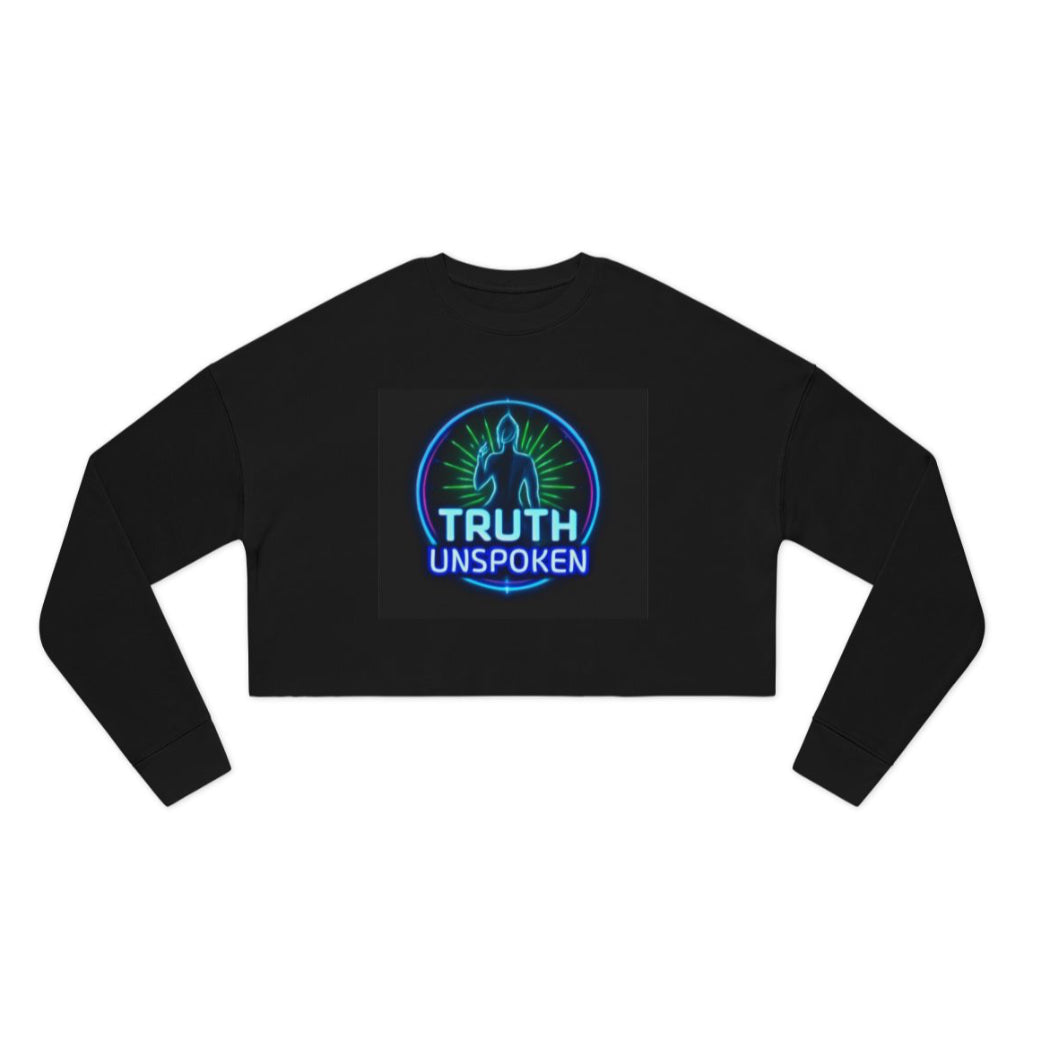 Cropped Sweatshirt with 'Truth Unspoken' and 'Iconic' Design, Trendy Women's Apparel, Gift for Fashion Lovers, Casual Style, Perfect [...]