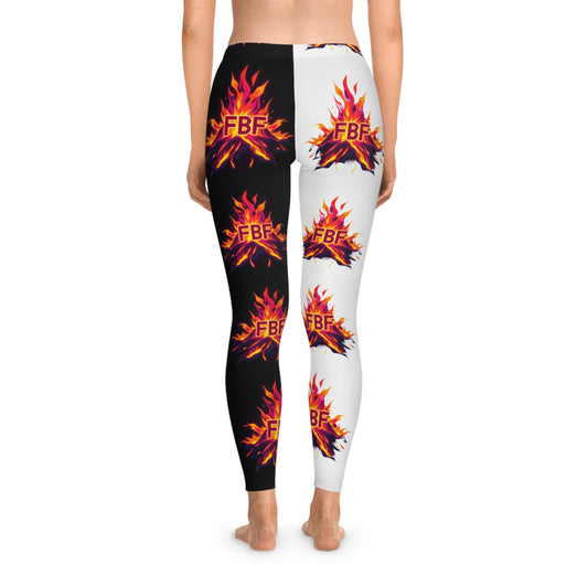 Vibrant Fire Print Leggings, AOP Yoga Pants, Festival Fashion, Bohemian Activewear, Comfortable Workout Gear, Gifts for Her