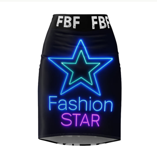 Neon Fashion Star Pencil Skirt - Trendy Women's AOP Skirt for Parties, Nights Out, Casual Wear, Gifts
