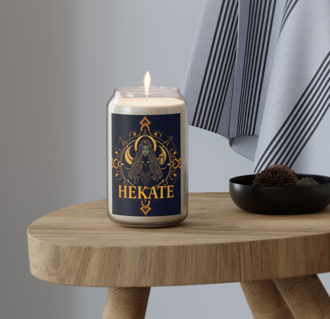 Magical Goddess Candle - Hekate Theme, Spiritual Home Decor, Aromatherapy Gift, Witchy Candle Holder, Unique Gift for Her