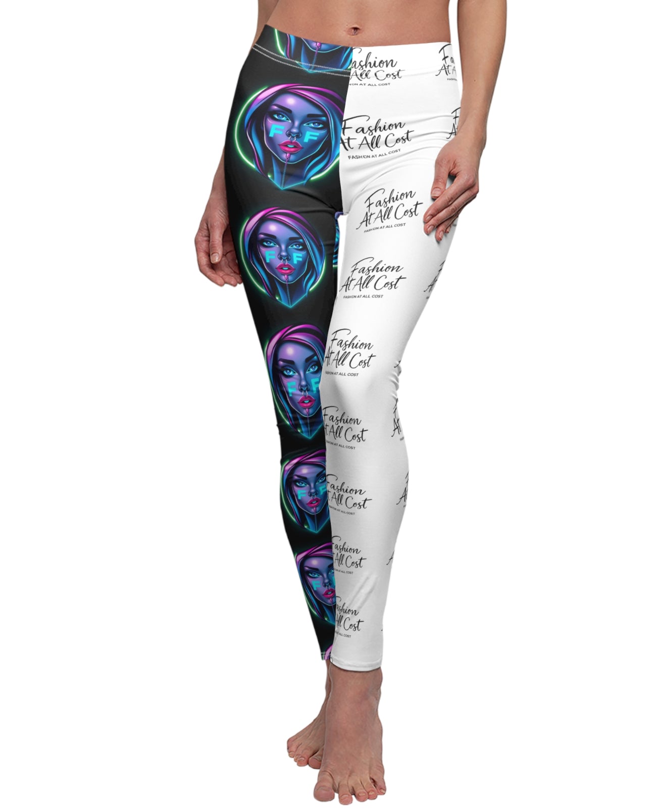 Trendy Women's Cut & Sew Leggings, Artistic Fashion Leggings, AOP Leggings, Unique Design Activewear, Stylish Comfort Pants