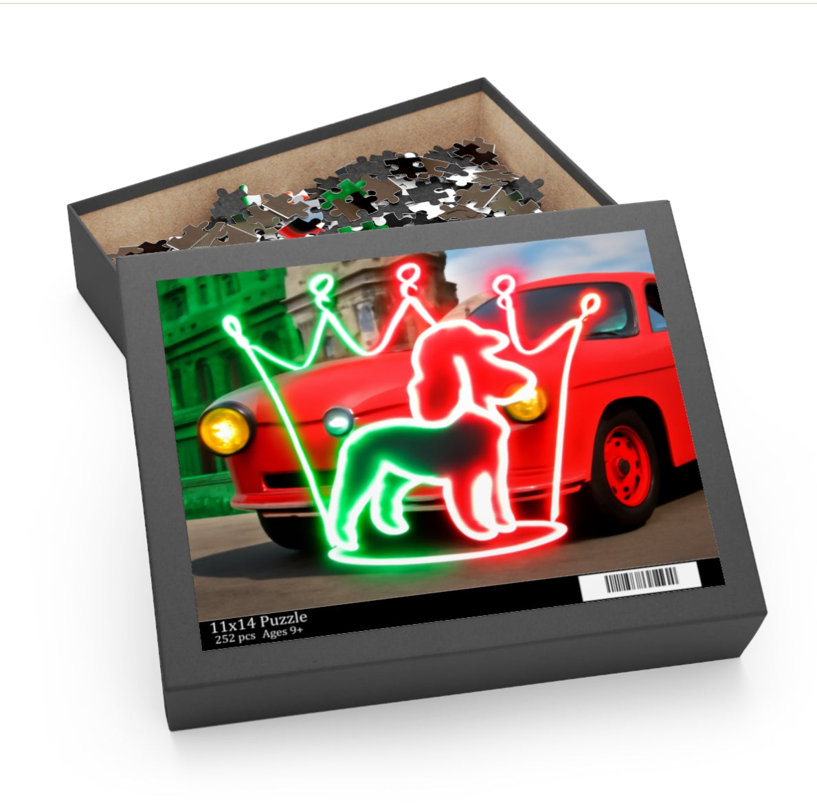 Neon Dog Crown Puzzle - Fun Home Activity, Unique Gift for Dog Lovers, Family Game Night, Colorful Art Piece, 120/252/500-Piece
