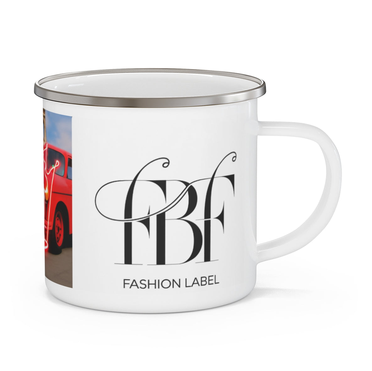 Retro Dog and Car Enamel Camping Mug | Unique Gift for Pet Lovers, Camping Gear, Nostalgic Decor, Outdoor Adventures