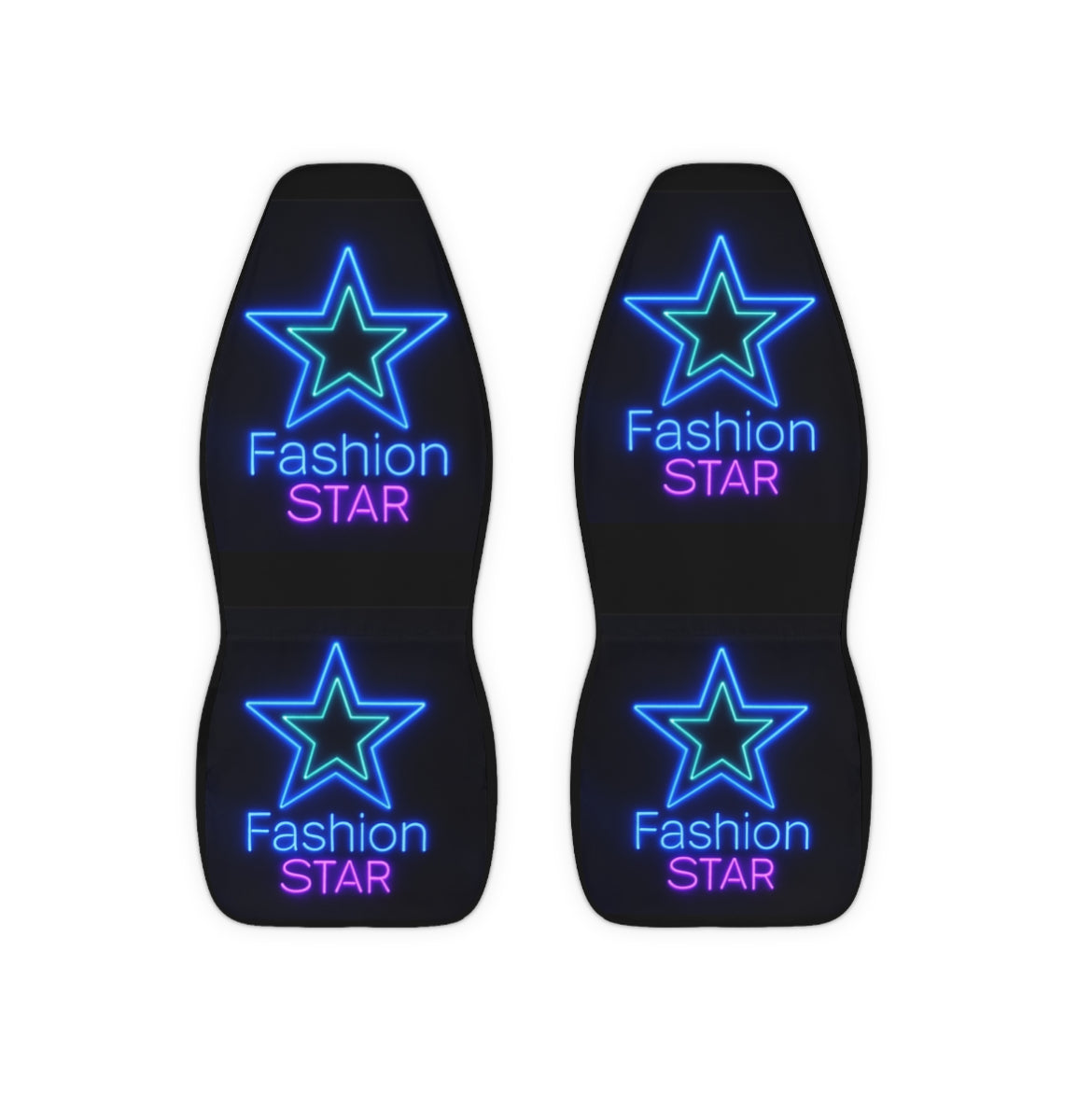 Neon Star Polyester Car Seat Covers, Fashionable Car Accessories, Trendy Seat Protectors, Gift for Car Lovers, Car Interior Decor