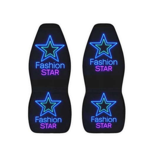 Neon Star Polyester Car Seat Covers, Fashionable Car Accessories, Trendy Seat Protectors, Gift for Car Lovers, Car Interior Decor