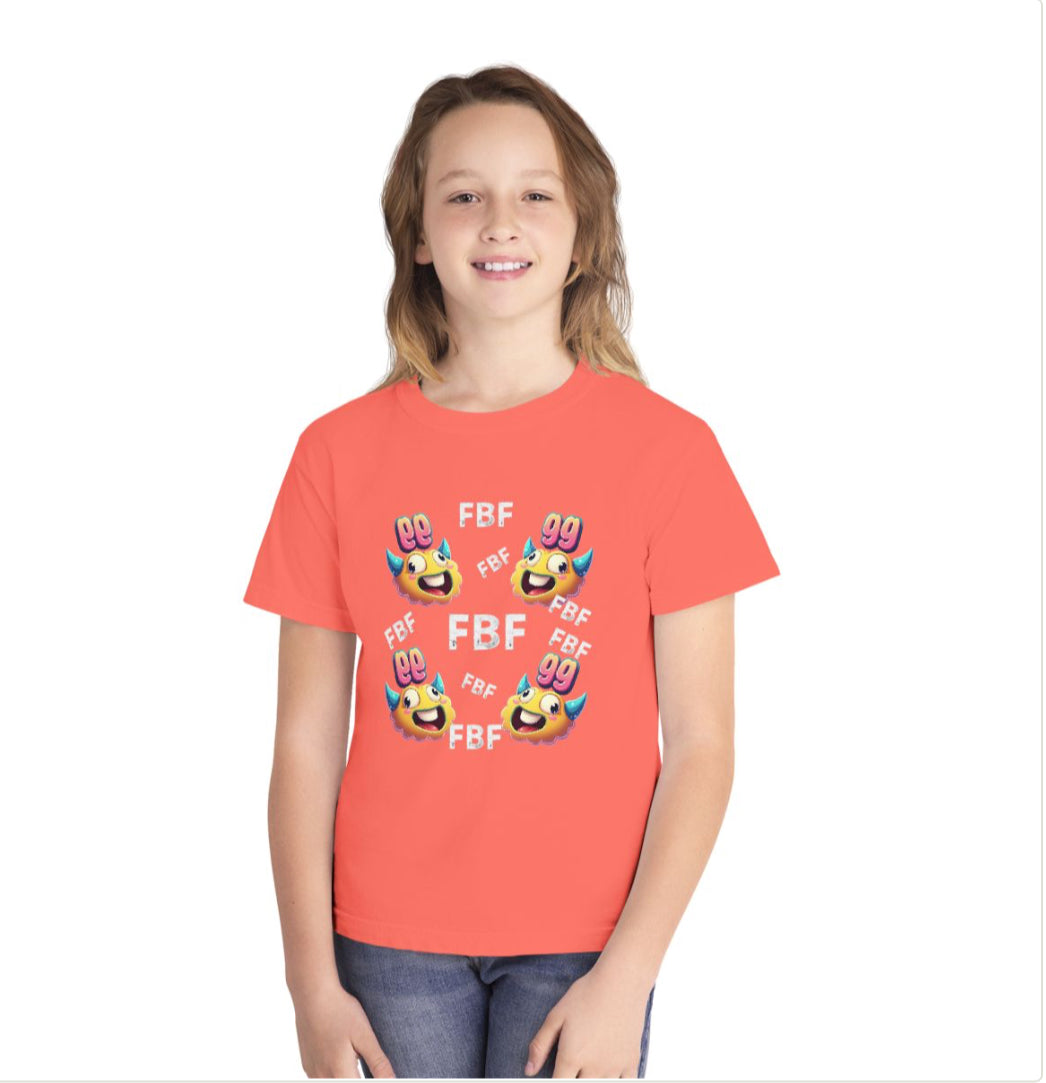 Emoji-Monster Design, Fun T-Shirt for Kids and Teens, Perfect for Parties, Birthdays, Casual Wear in Crimson