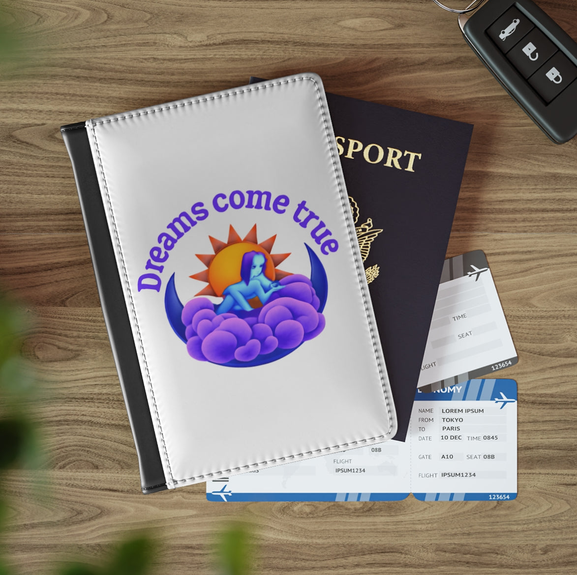 Dreams Come True Passport Cover | Travel Accessory, Gift for Wanderlust, Plane Travel Essentials, Vacation Must-Have, Unique Luggage Holder