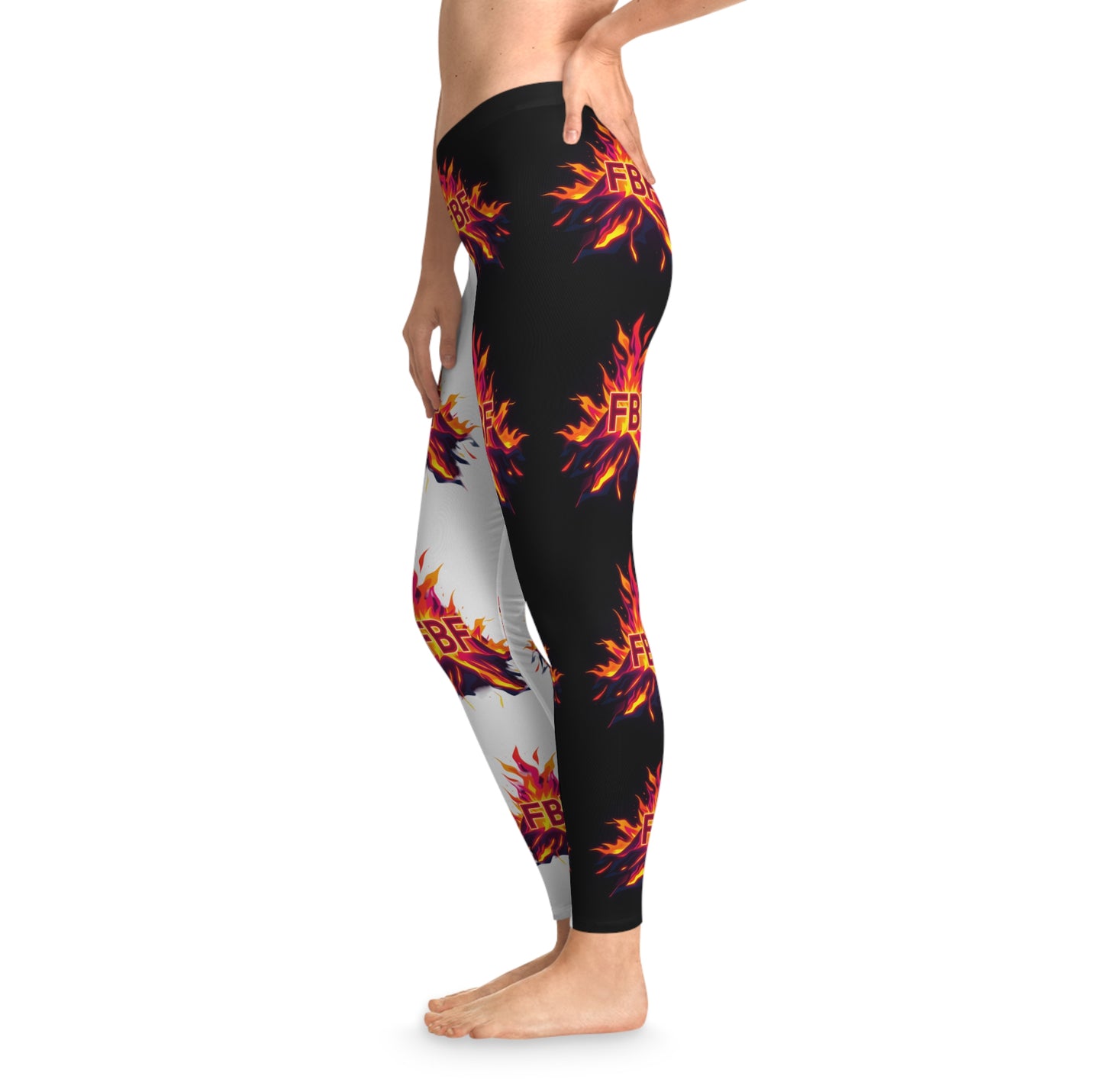 Vibrant Fire Print Leggings, AOP Yoga Pants, Festival Fashion, Bohemian Activewear, Comfortable Workout Gear, Gifts for Her
