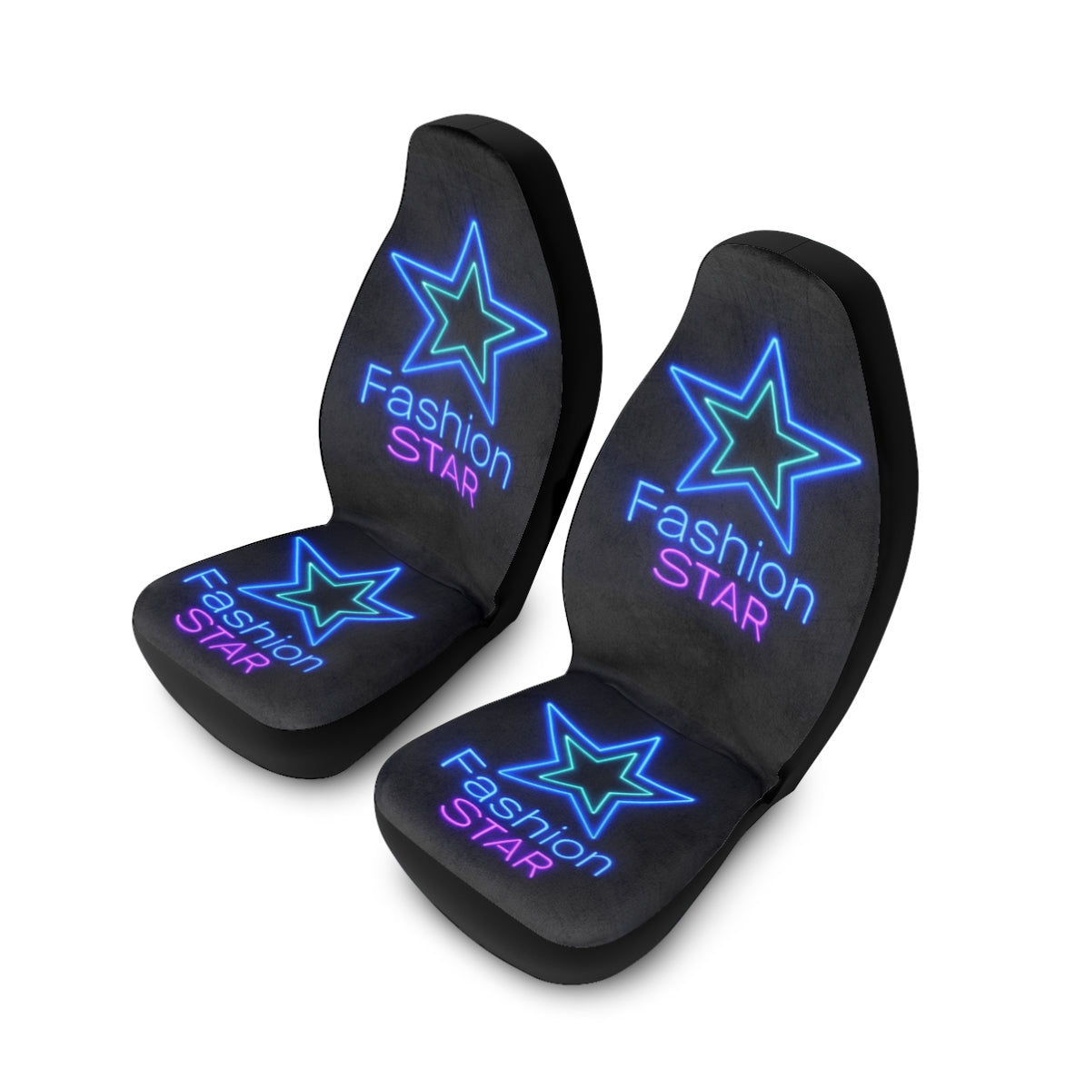 Neon Star Polyester Car Seat Covers, Fashionable Car Accessories, Trendy Seat Protectors, Gift for Car Lovers, Car Interior Decor