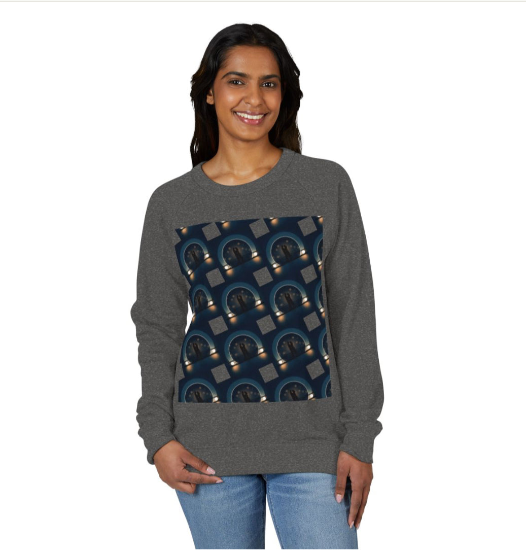 Romantic Graphic Raglan Crewneck Sweatshirt- Heather Grey