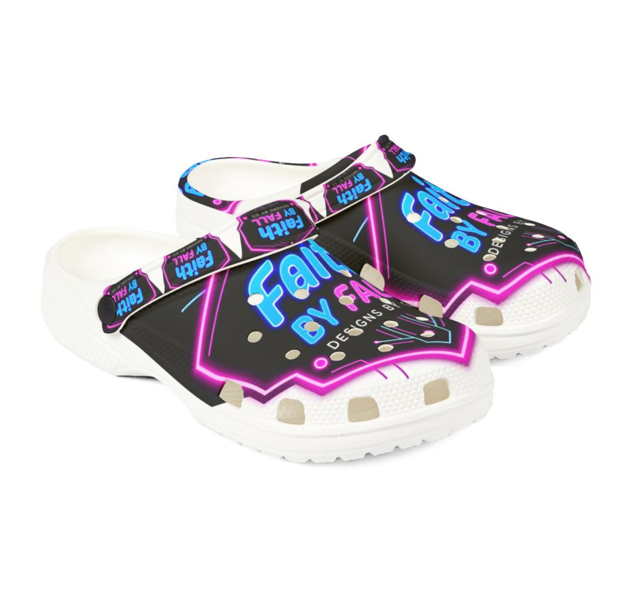 Neon Faith Slip-On Shoes, Comfortable Daily Footwear, Unique Faith-Themed Clogs, Great for Summer, Inspirational Gifts, Faith by Fall Shoes
